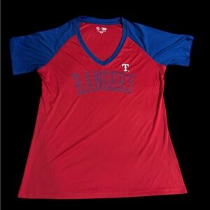 Women's Red and Blue Short Sleeve Tee